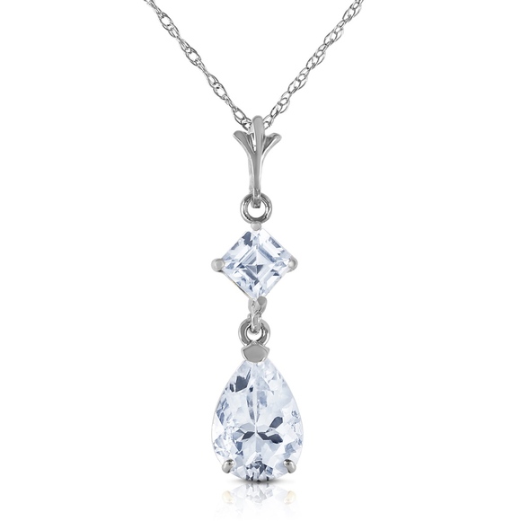 Galaxy Gold Products Jewelry - 14K. SOLID GOLD NECKLACE WITH NATURAL AQUAMARINES
